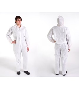 WHITE 60G BREATHABLE MEMBRANE HOODED COVERALL case of 25 